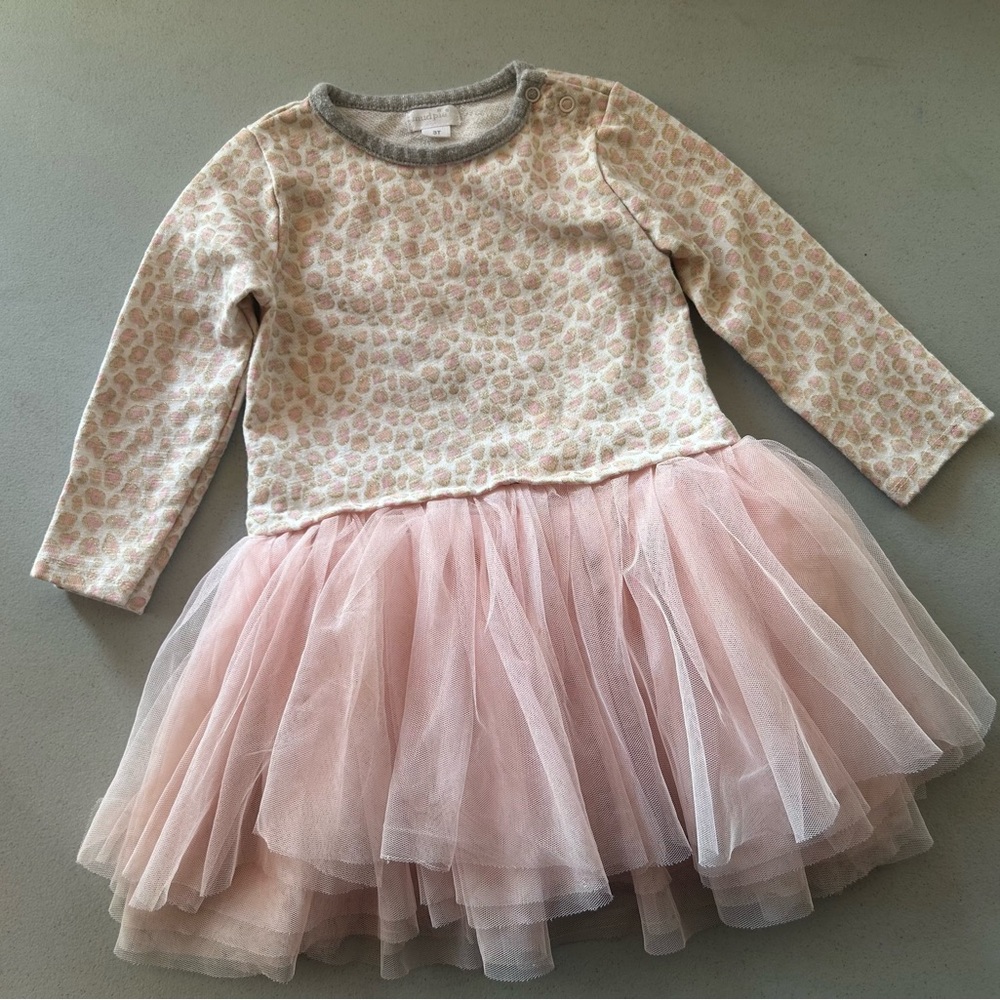 Mud Pie Pink Leopard Print Tutu Dress 3T EUC!